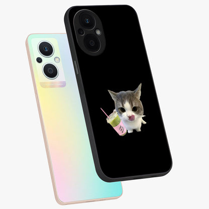 Matcha Cat Style Glass Case displayed in angled mockup highlighting playful feline design with pastel matcha aesthetic.