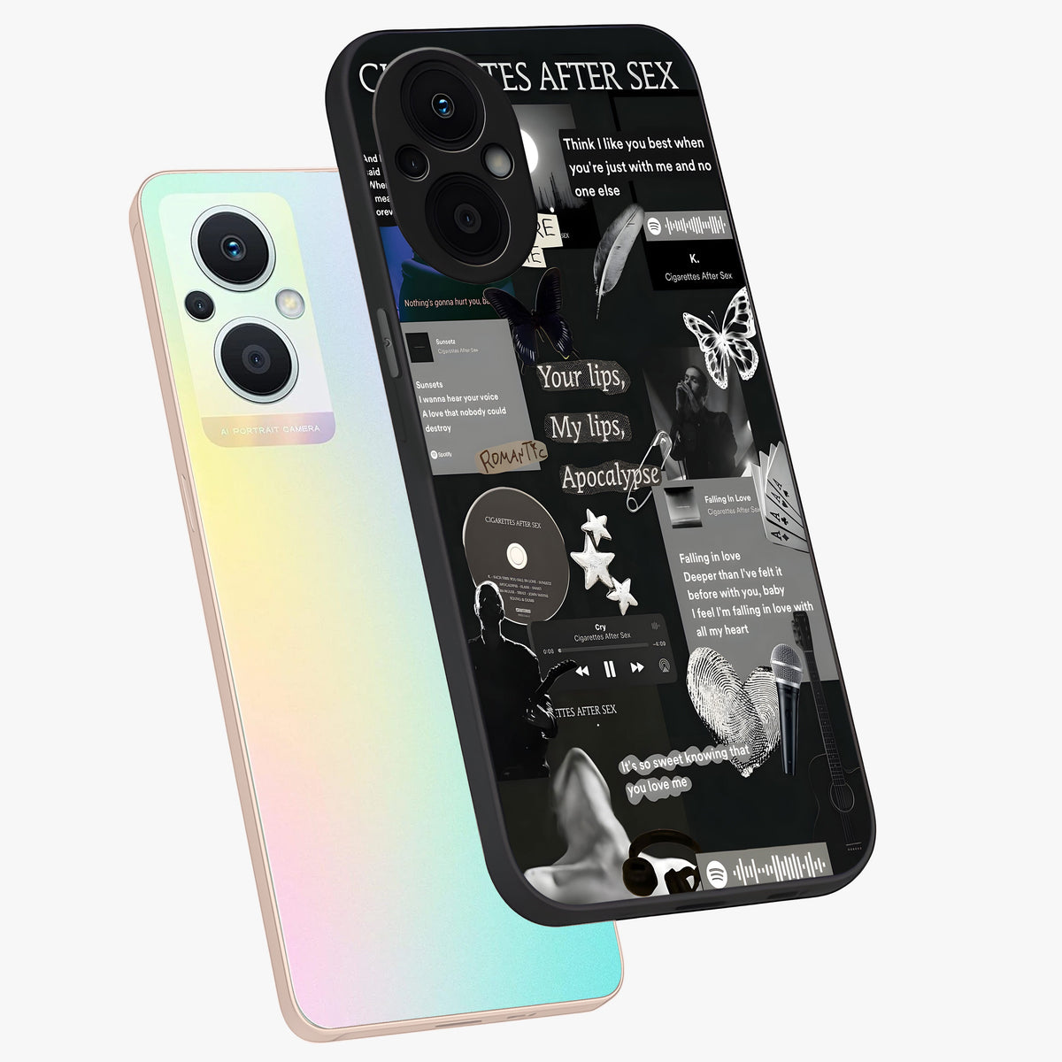 Midnight Love Echo Glass Case displayed in angled mockup highlighting elegant love inspired design with deep aesthetic style.