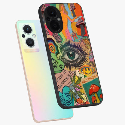 Mystic Eye Wonderland Glass Case displayed in angled mockup highlighting magical eye illustration with dreamy aesthetic.