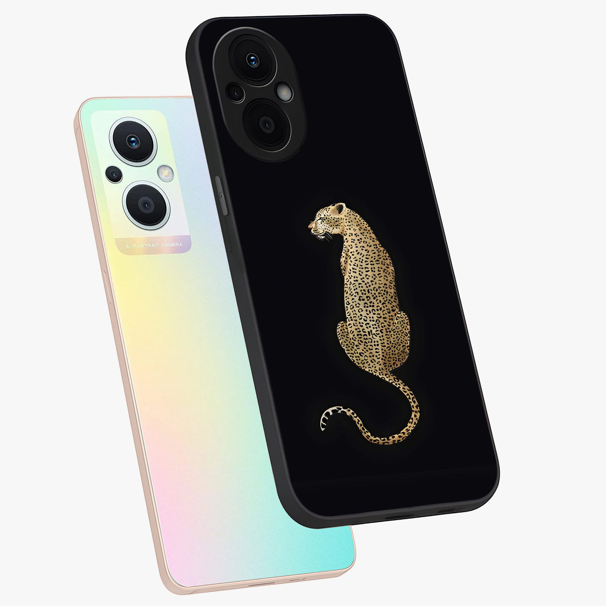 Regal Leopard Glass Case displayed in angled mockup highlighting powerful animal illustration with stylish wild aesthetic.