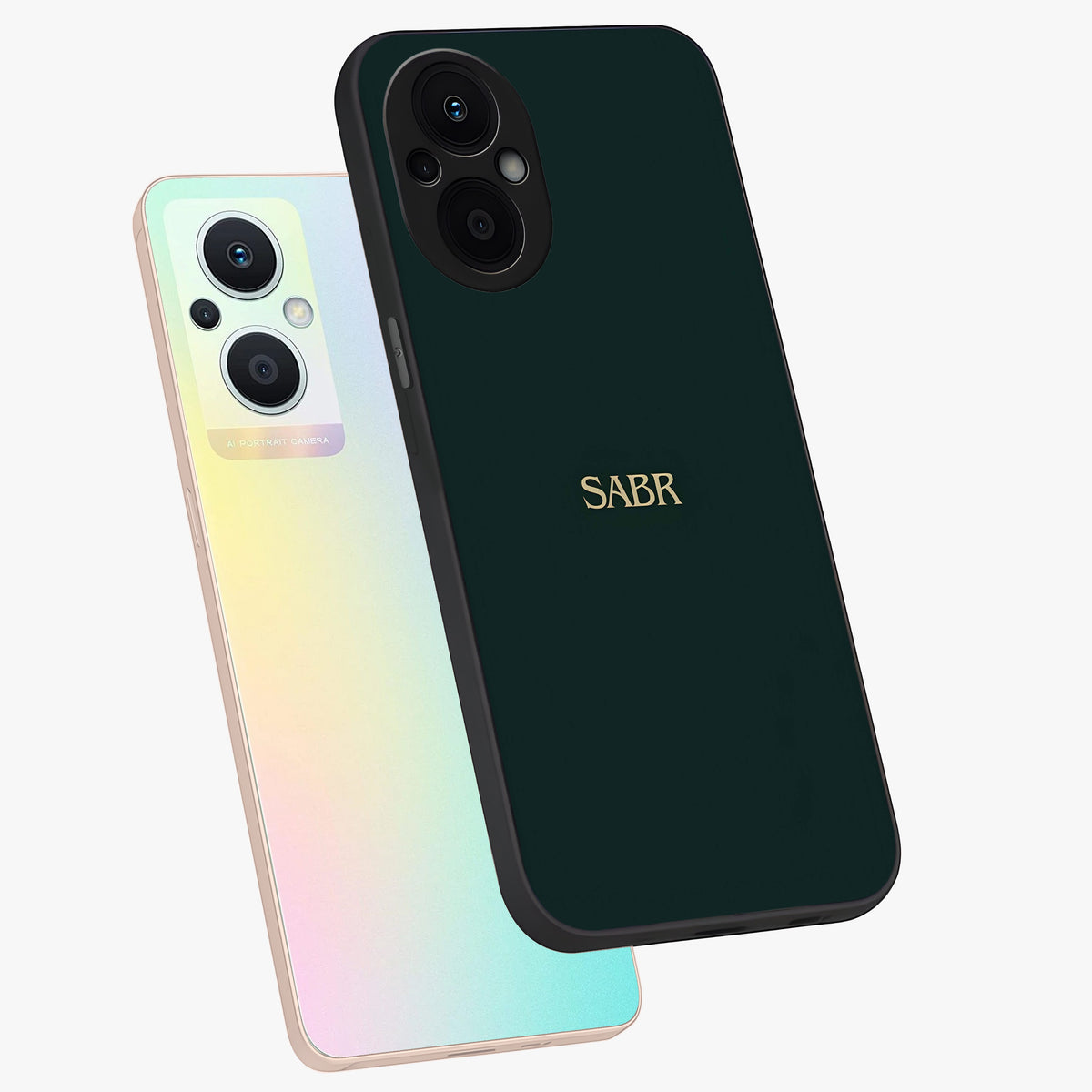 Sabr Minimal Patience Glass Case displayed in angled mockup highlighting simple inspirational design with clean aesthetic style.