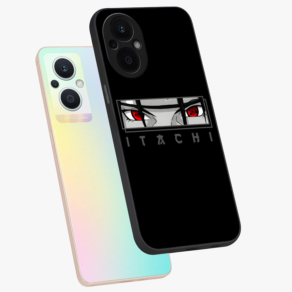 Scarlet Gaze Dominance Glass Case displayed in angled mockup highlighting intense visual design with bold scarlet aesthetic.