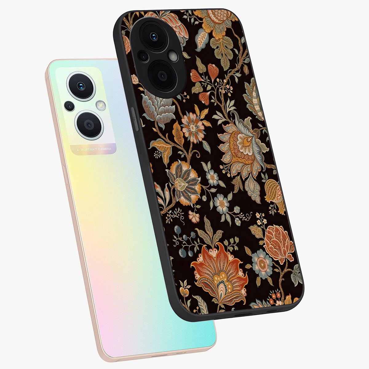 Vintage Floral Dream Glass Case displayed in angled mockup highlighting elegant vintage flower design with soft aesthetic style.
