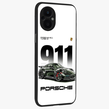911 Turbo Dominance Glass Case upright perspective showcasing powerful racing design and modern automotive aesthetic.