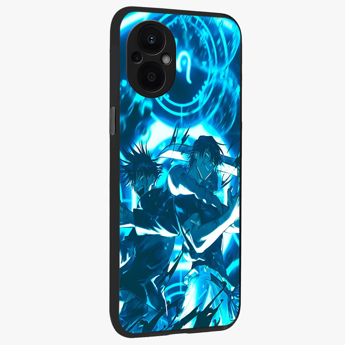 Cursed Energy Clash Glass Case upright view showcasing dramatic clash artwork with bold supernatural theme.