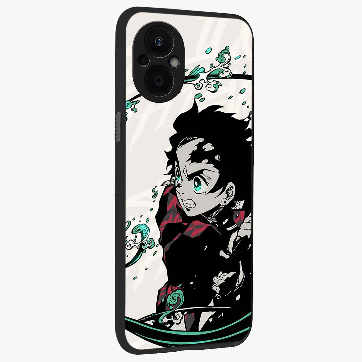 Demon Slayer Glass Case upright view showcasing powerful anime artwork with intense warrior theme.
