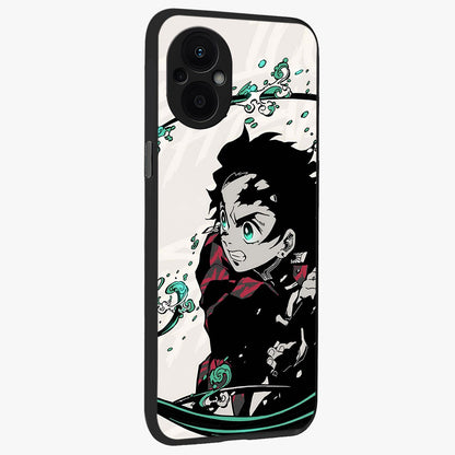 Demon Slayer Glass Case upright view showcasing powerful anime artwork with intense warrior theme.