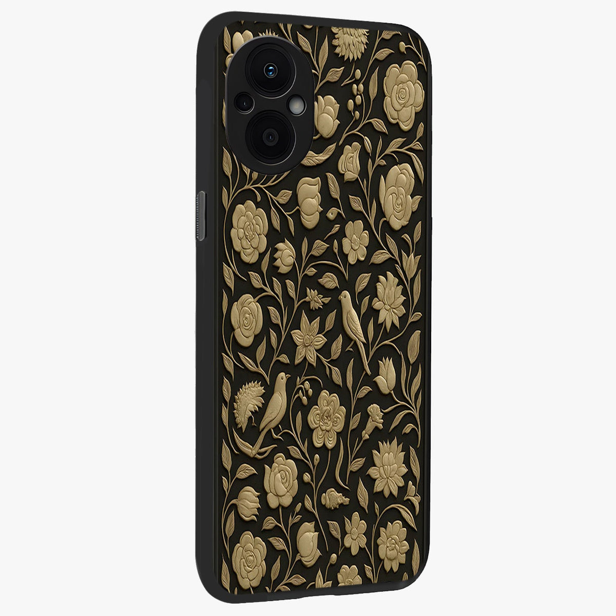 Golden Evil Eye Mandala Glass Case upright view showcasing decorative evil eye mandala artwork with spiritual aesthetic style.