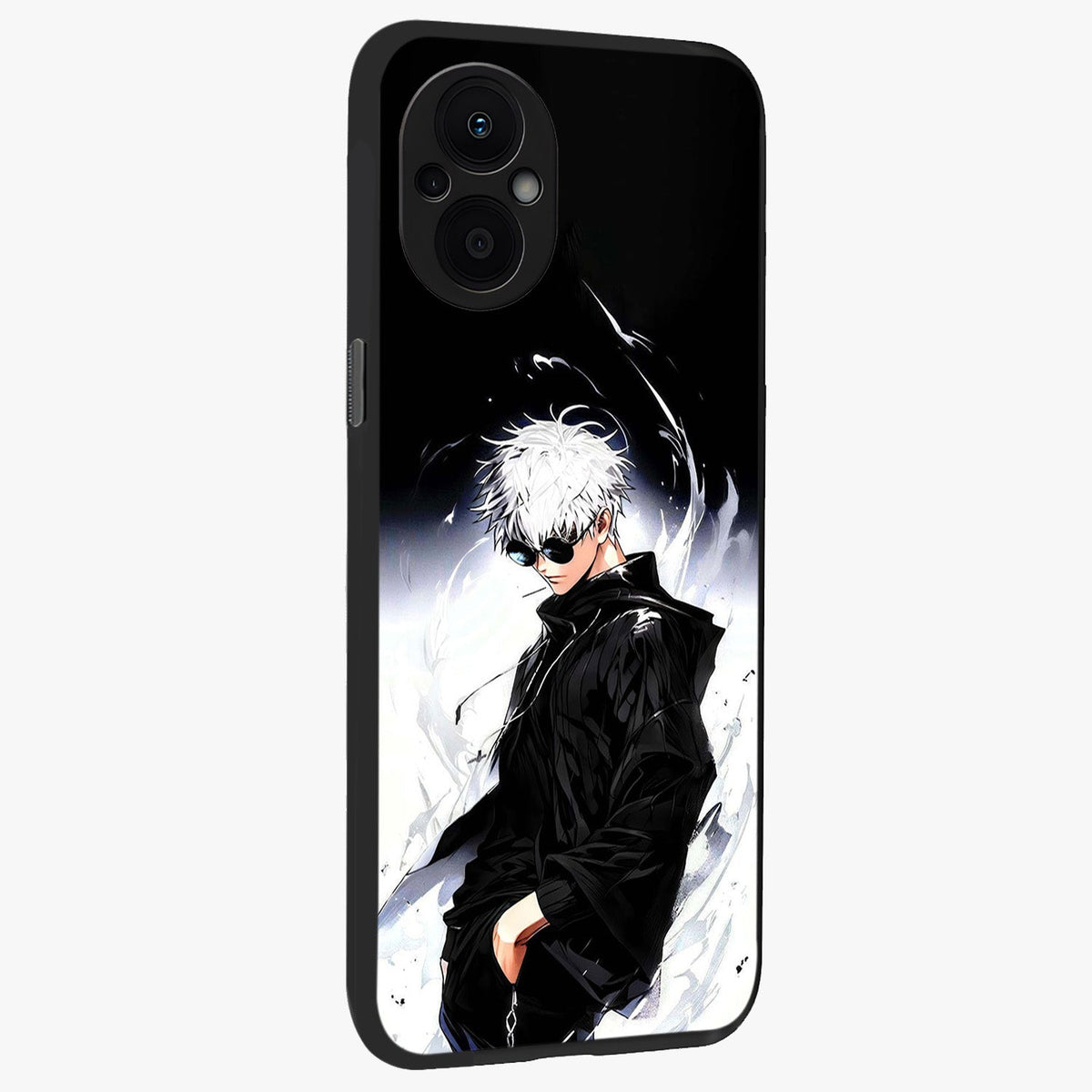 Limitless Shadow King Glass Case upright view showcasing bold shadow warrior artwork with epic fantasy theme.