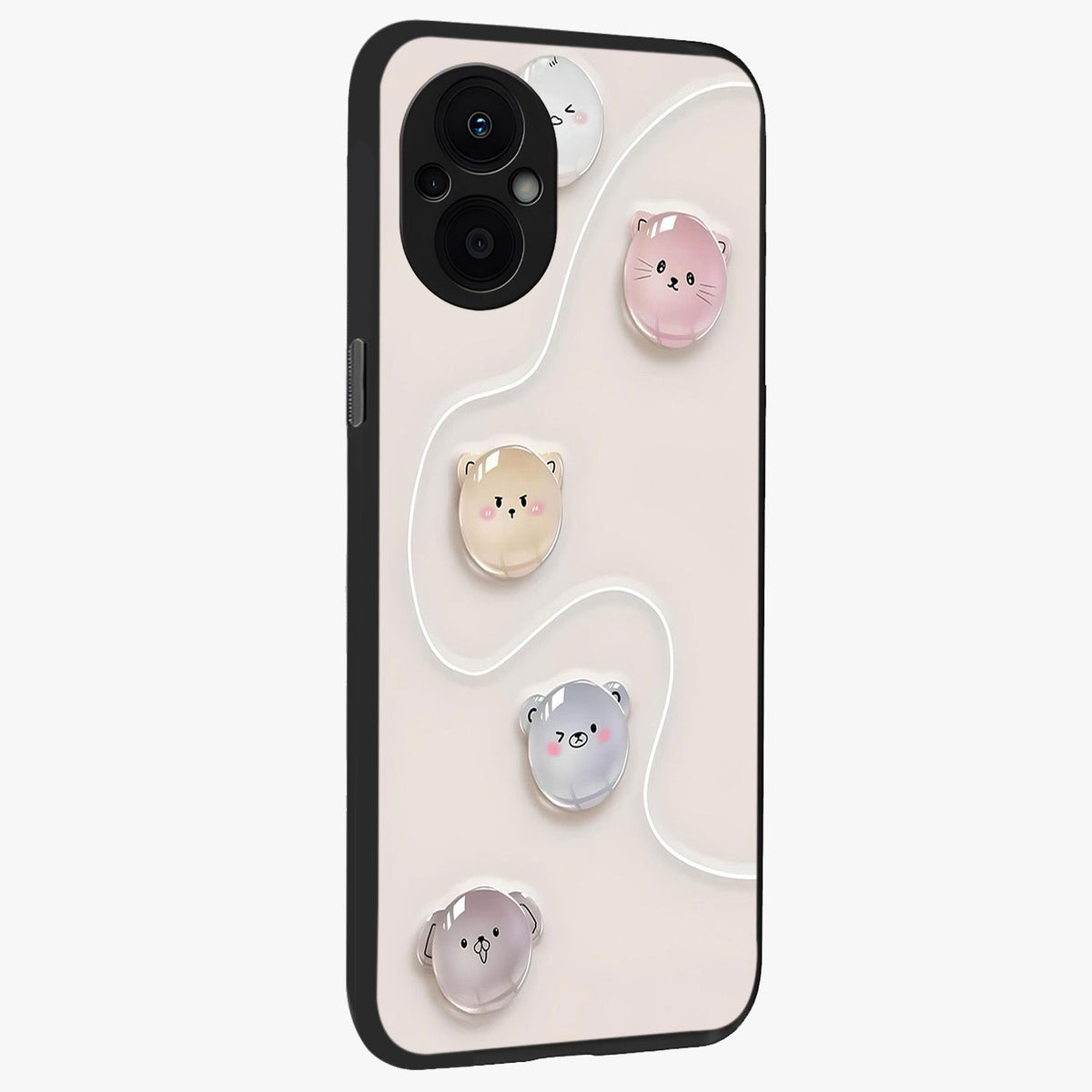 Puffy Face Parade Glass Case upright view showcasing adorable character artwork with cheerful animated theme.