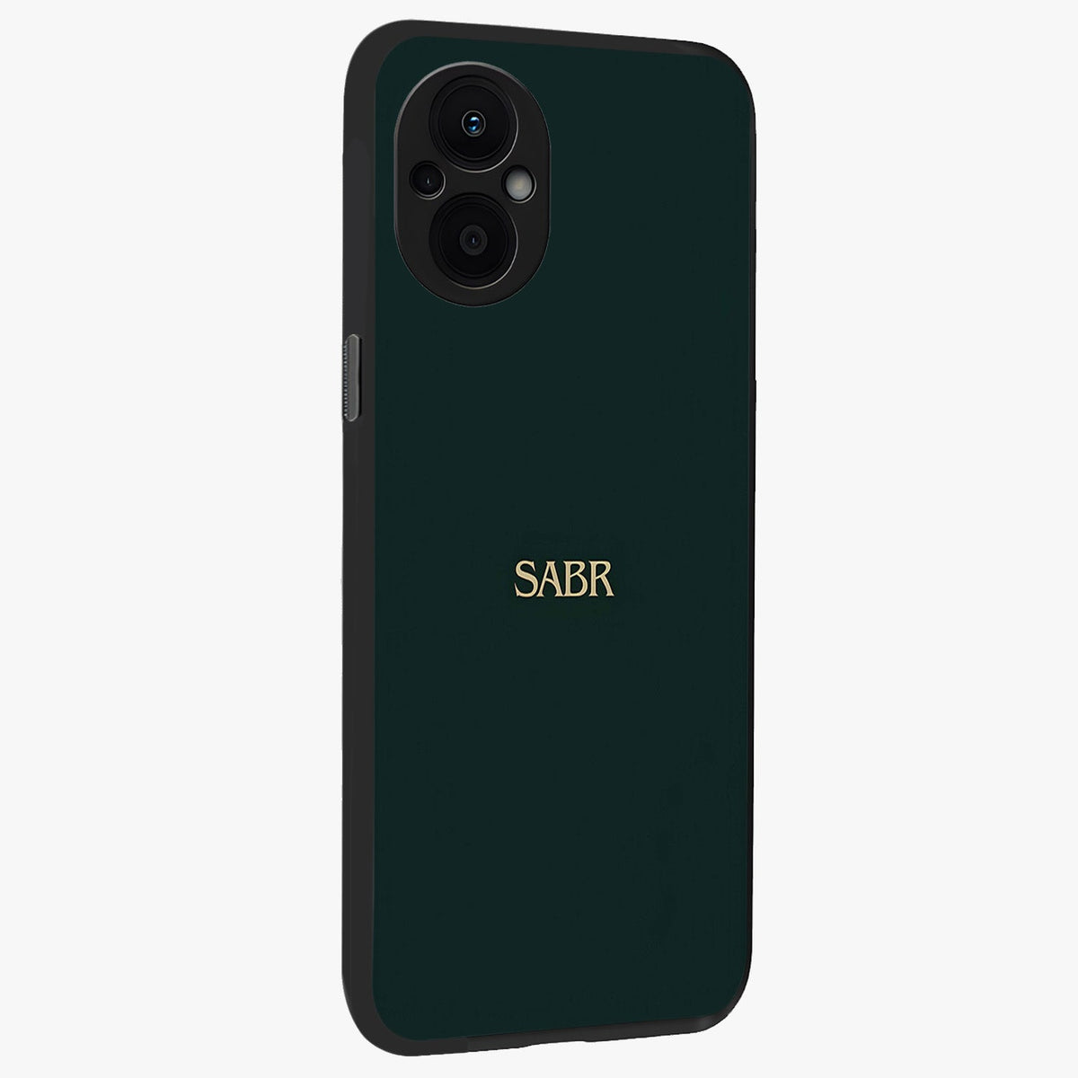 Sabr Minimal Patience Glass Case upright view showcasing calm minimalist artwork with motivational patience theme.