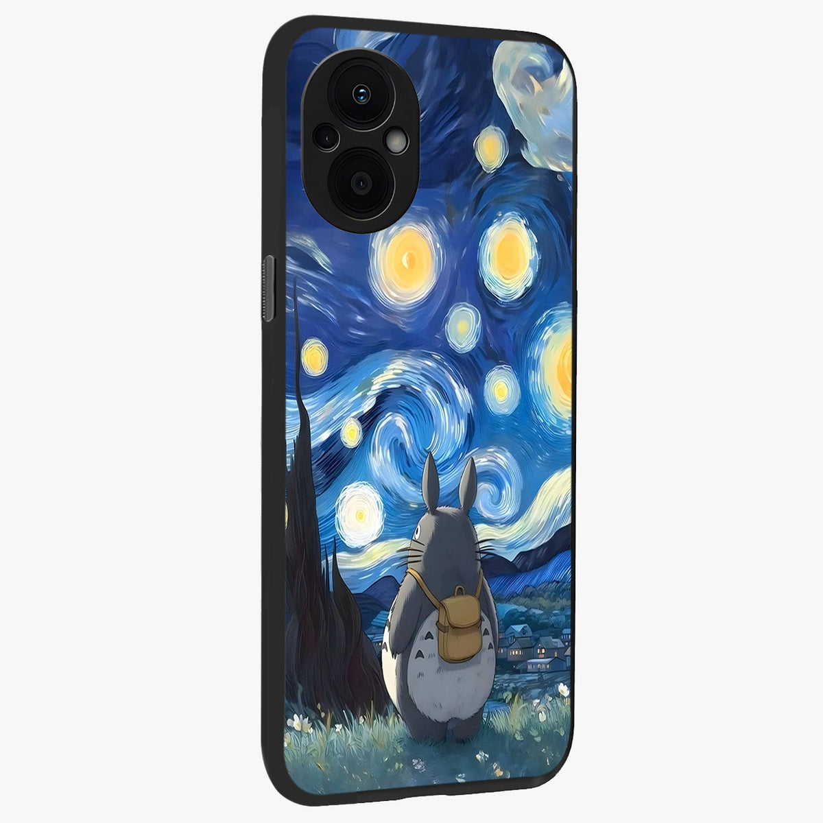 Totoro In Van Gogh Art Glass Case upright view showcasing creative character artwork with painterly artistic theme.
