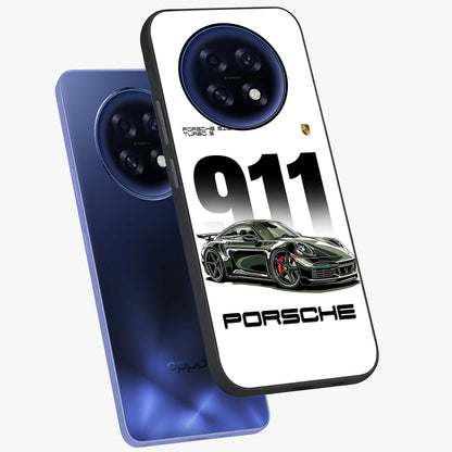 911 Turbo Dominance Glass Case displayed in premium angled mockup highlighting sporty car illustration and sleek glass surface.