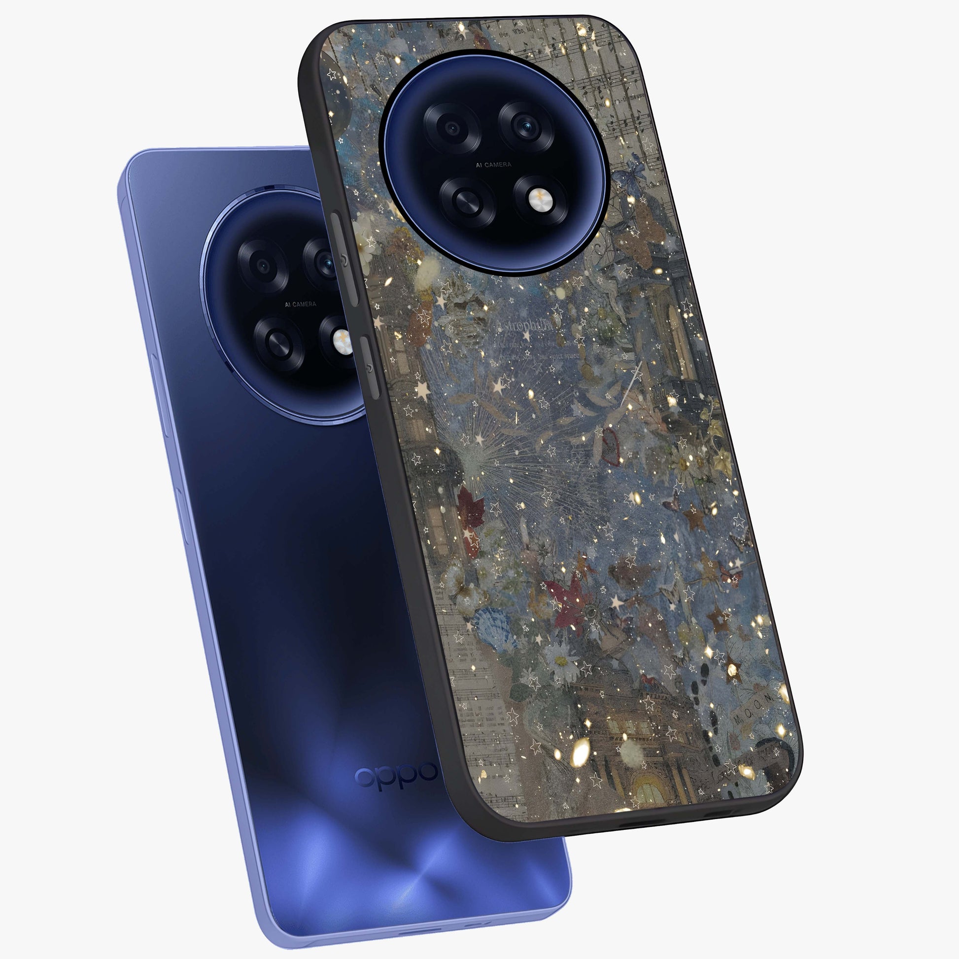 Aesthetic Astrolophia Glass Case displayed in angled mockup highlighting artistic aesthetic elements and smooth glass surface.