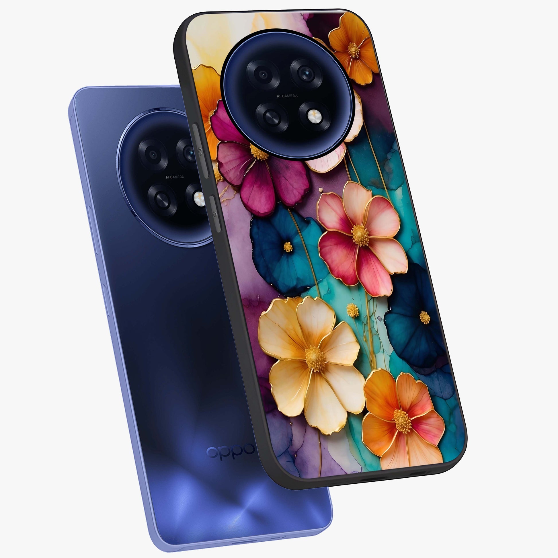 Artlyn Grace Flower Pattern Glass Case displayed in angled mockup highlighting delicate flower pattern design and smooth glass surface.