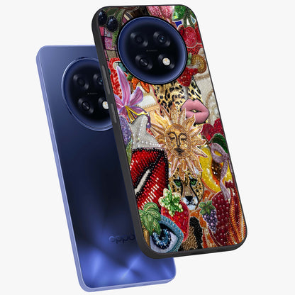 Beaded Fashion Jungle Glass Case displayed in angled mockup highlighting colorful fashion bead design and artistic pattern.