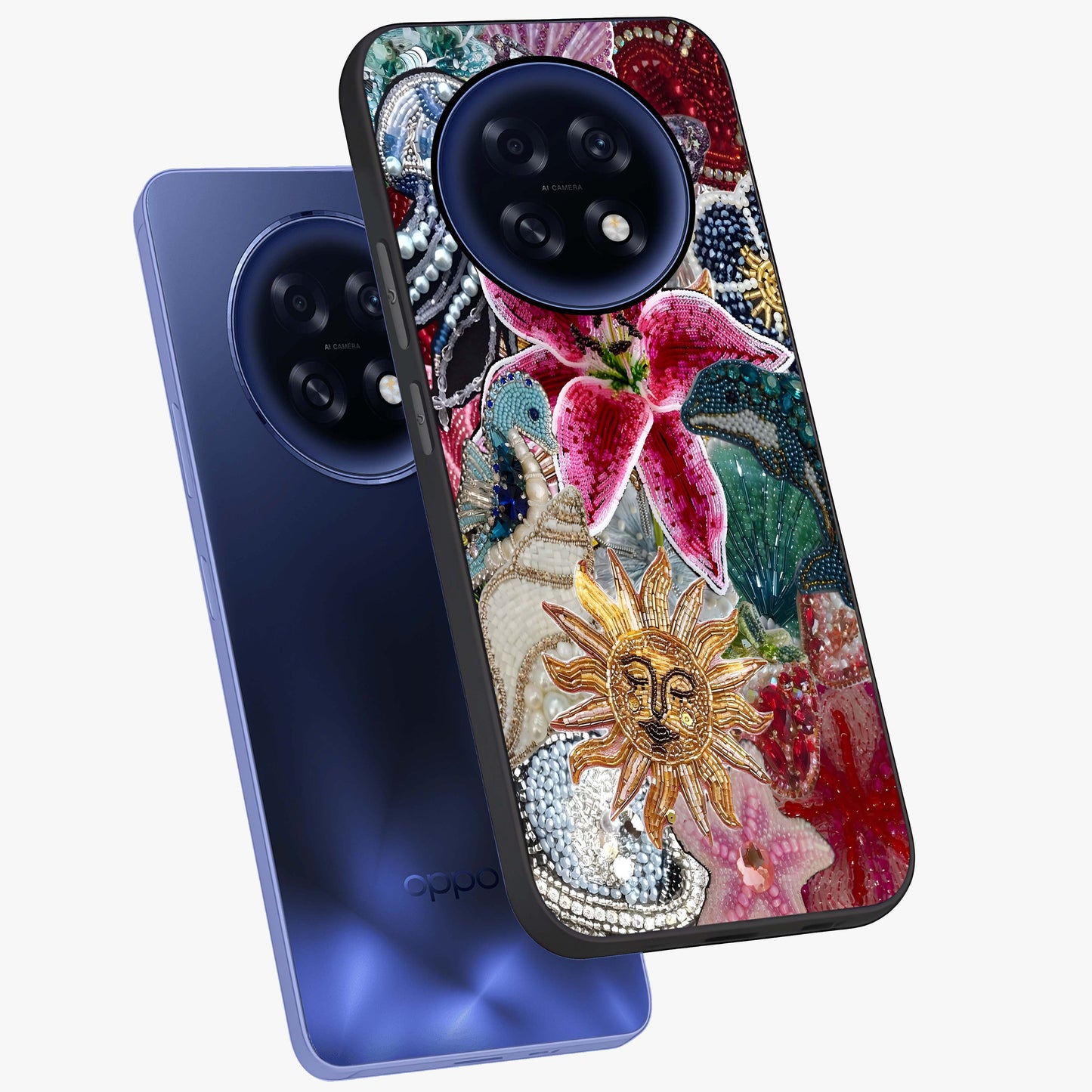 Beaded Garden Fantasy Glass Case displayed in angled mockup highlighting fantasy inspired floral bead pattern.