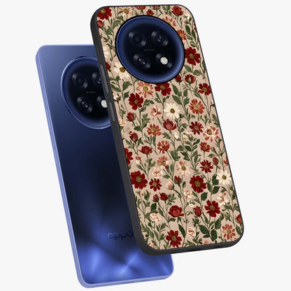 Biege Flower With Leaf Glass Case displayed in angled mockup highlighting minimal floral leaf design and elegant aesthetic.
