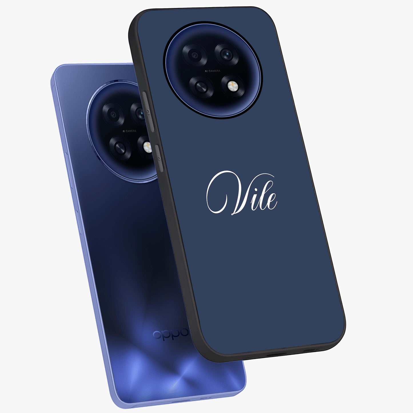 Blue Vintage Floral Pattern Glass Case showing flat back view with elegant vintage floral artwork and glossy glass finish.