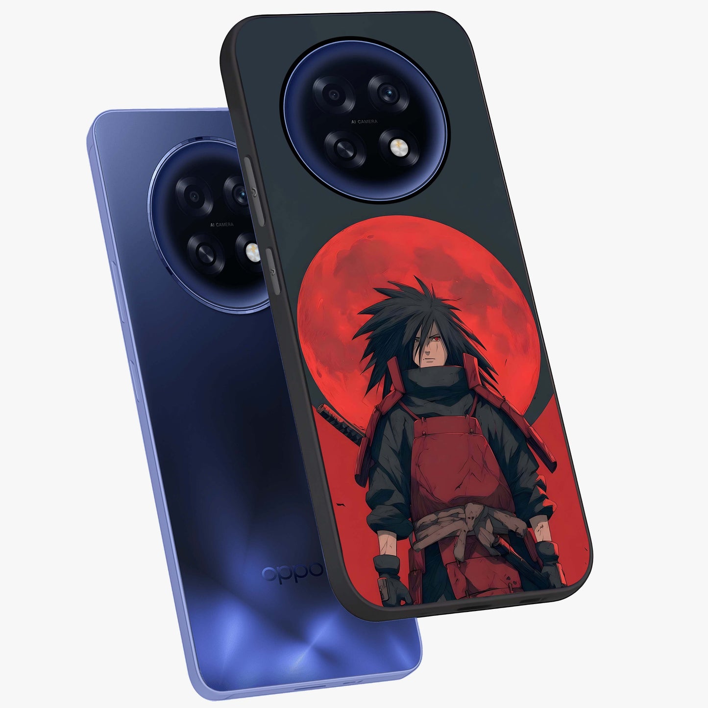 Crimson Moon Warlord Glass Case displayed in angled mockup highlighting dramatic crimson moon design with fantasy aesthetic.