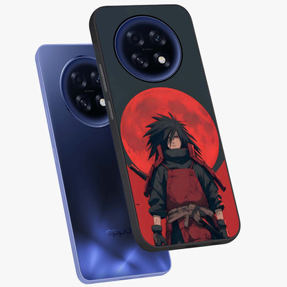 Crimson Moon Warlord Glass Case displayed in angled mockup highlighting dramatic crimson moon design with fantasy aesthetic.
