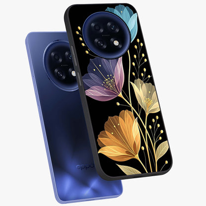 Delicate Multicolor Flowers Glass Case displayed in angled mockup highlighting colorful flower pattern with soft aesthetic style.