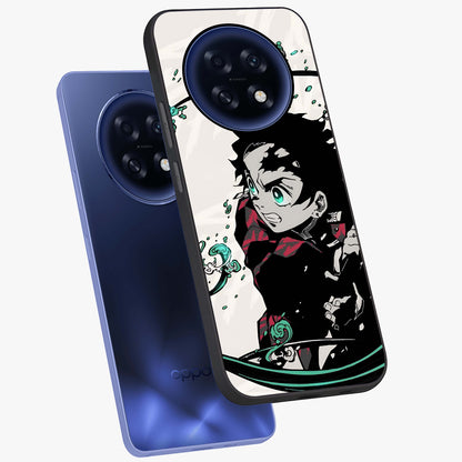 Demon Slayer Glass Case displayed in angled mockup highlighting dramatic anime character design with action aesthetic.
