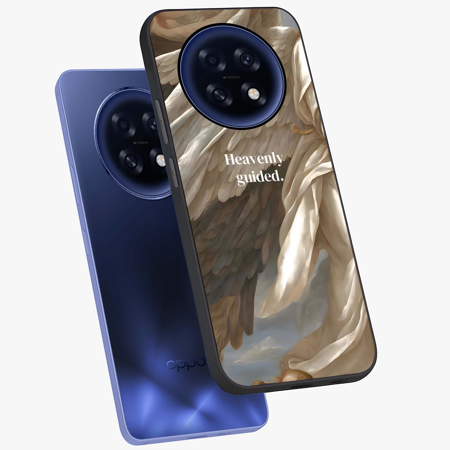 Divine Winged Grace Glass Case displayed in angled mockup highlighting graceful wing design with divine aesthetic style.