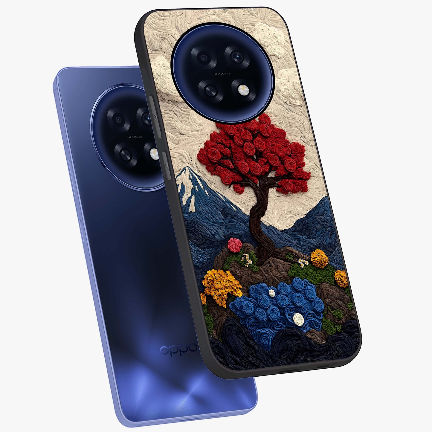Eternal Nature Tapestry Glass Case displayed in angled mockup highlighting detailed botanical pattern with artistic aesthetic.