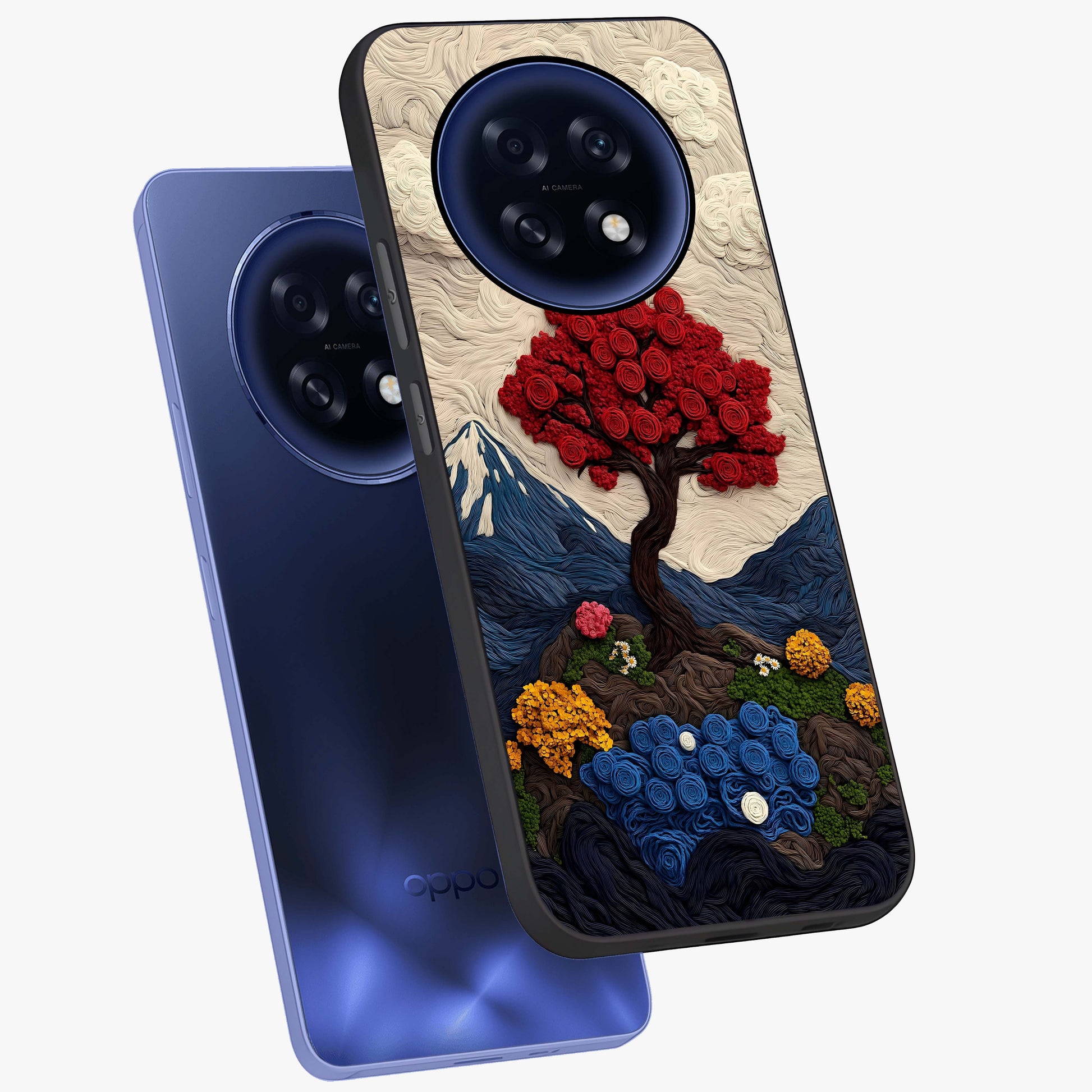 Eternal Nature Tapestry Glass Case displayed in angled mockup highlighting detailed botanical pattern with artistic aesthetic.