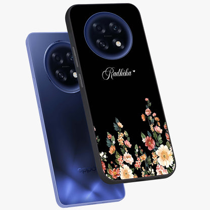 Floral Design With a Custom Personalized Name Glass Case displayed in angled mockup highlighting elegant floral pattern with custom name feature.