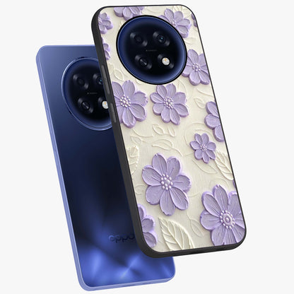 Floral Wall Art With Purple Flowers Glass Case displayed in angled mockup highlighting vibrant purple floral illustration with artistic aesthetic.