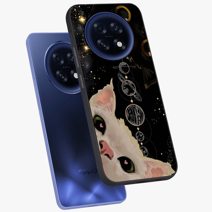 Galactic Cat Glass Case displayed in angled mockup highlighting celestial feline illustration with galaxy aesthetic style.