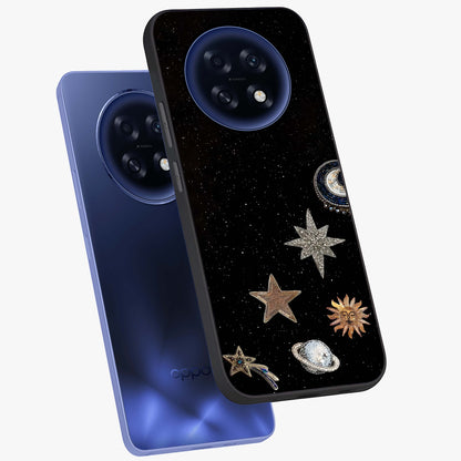 Galactic Charm Glow Glass Case displayed in angled mockup highlighting luminous galaxy inspired design with dreamy aesthetic.