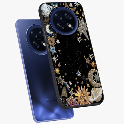 Galactic Jewel Stars Glass Case displayed in angled mockup highlighting shining celestial star design with cosmic aesthetic style.