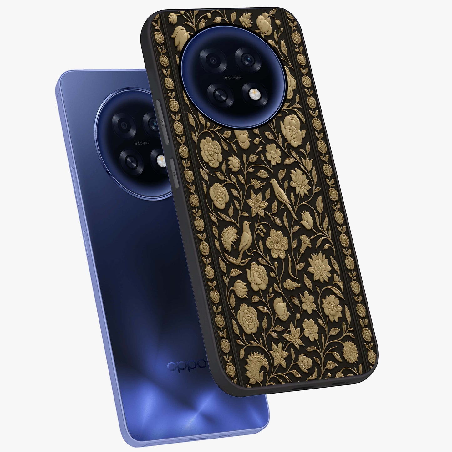 Golden Evil Eye Mandala Glass Case displayed in angled mockup highlighting protective evil eye symbol with golden mandala design.