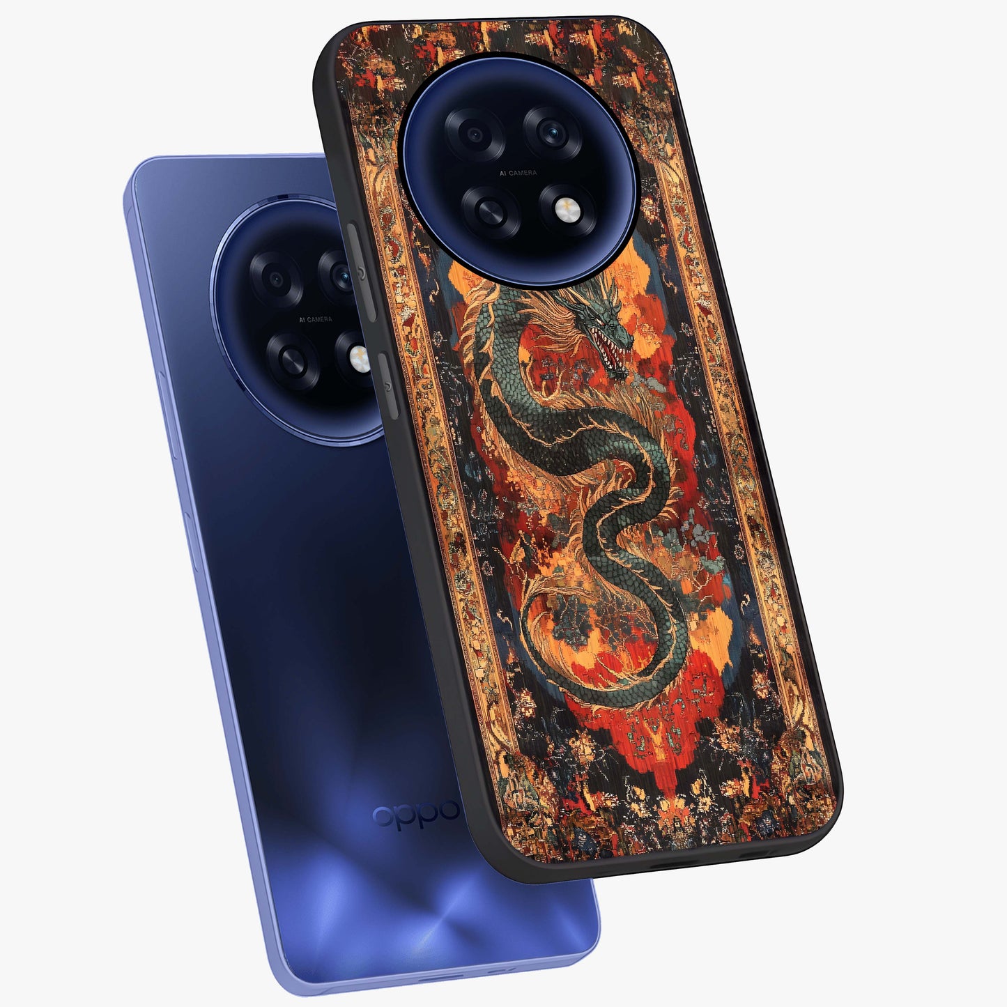 Inferno Dragon Soul Glass Case displayed in angled mockup highlighting powerful dragon illustration with inferno aesthetic.
