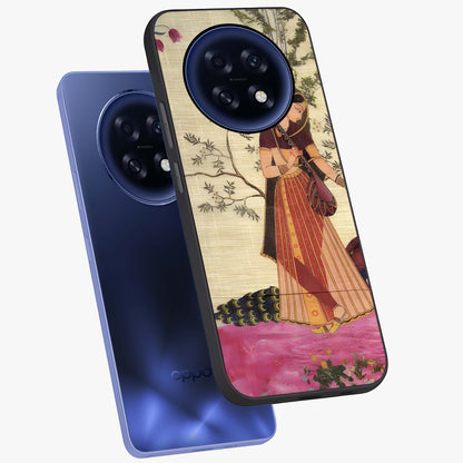 Lady With Veena Art Glass Case displayed in angled mockup highlighting graceful musical illustration with cultural artistic aesthetic.