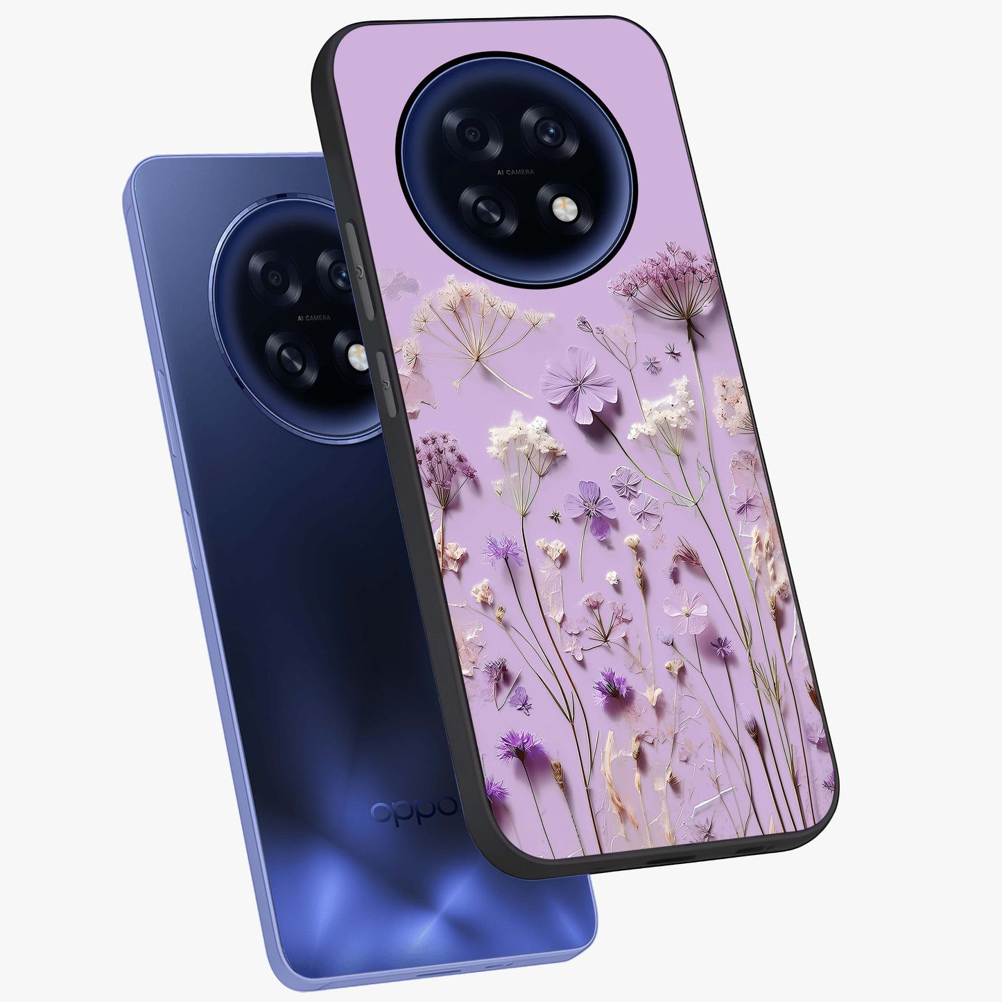 Lavender Blossom Dream Glass Case displayed in angled mockup highlighting dreamy lavender flower design with calming aesthetic style.