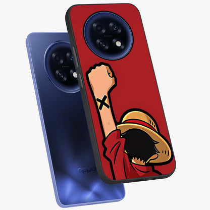 Luffy X Spirit Glass Case displayed in angled mockup highlighting powerful anime design with energetic action aesthetic.