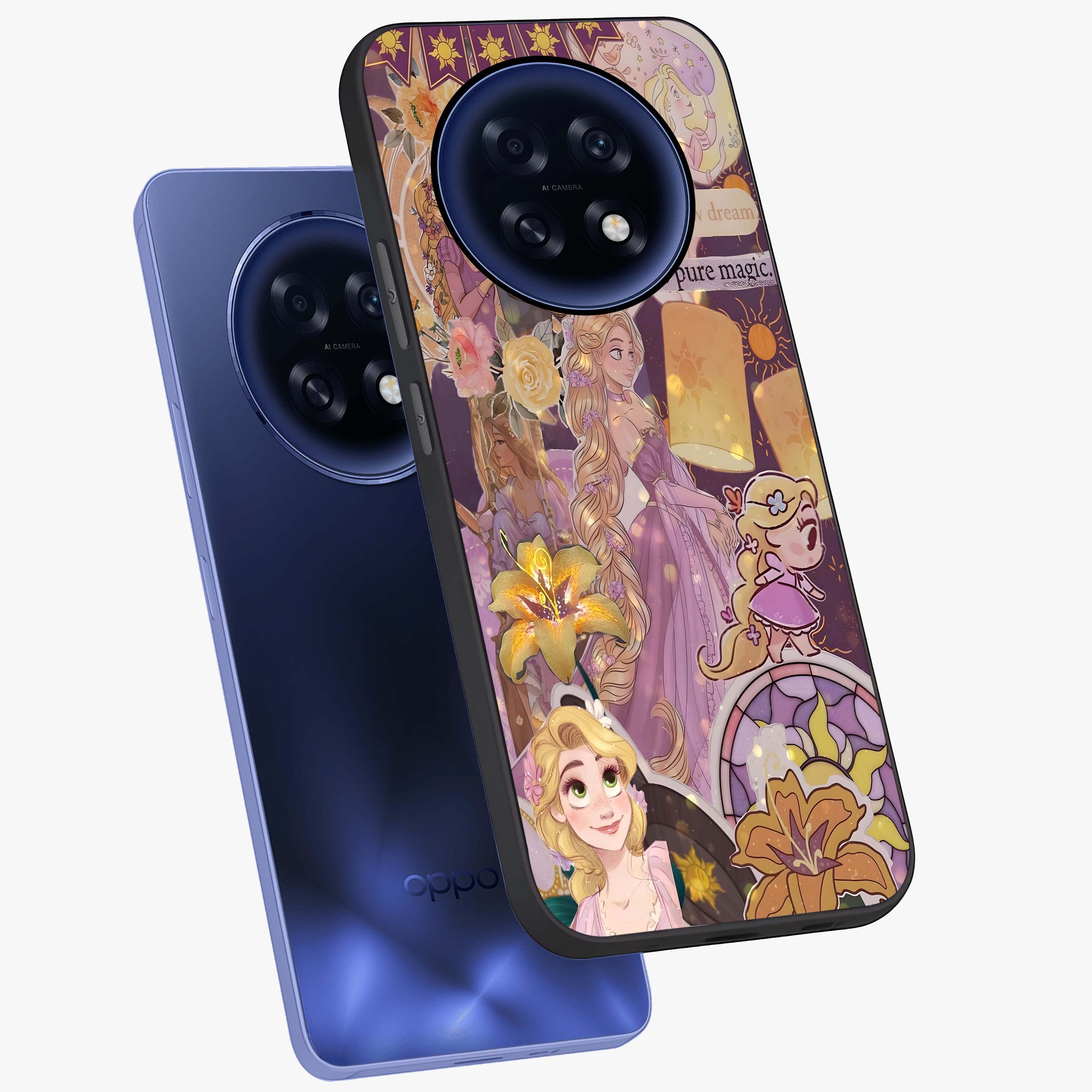 Magical Tangled Dream Glass Case displayed in angled mockup highlighting whimsical fantasy design with magical aesthetic.