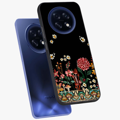 Midnight Bloom Pattern Glass Case displayed in angled mockup highlighting elegant flower design with midnight aesthetic style.