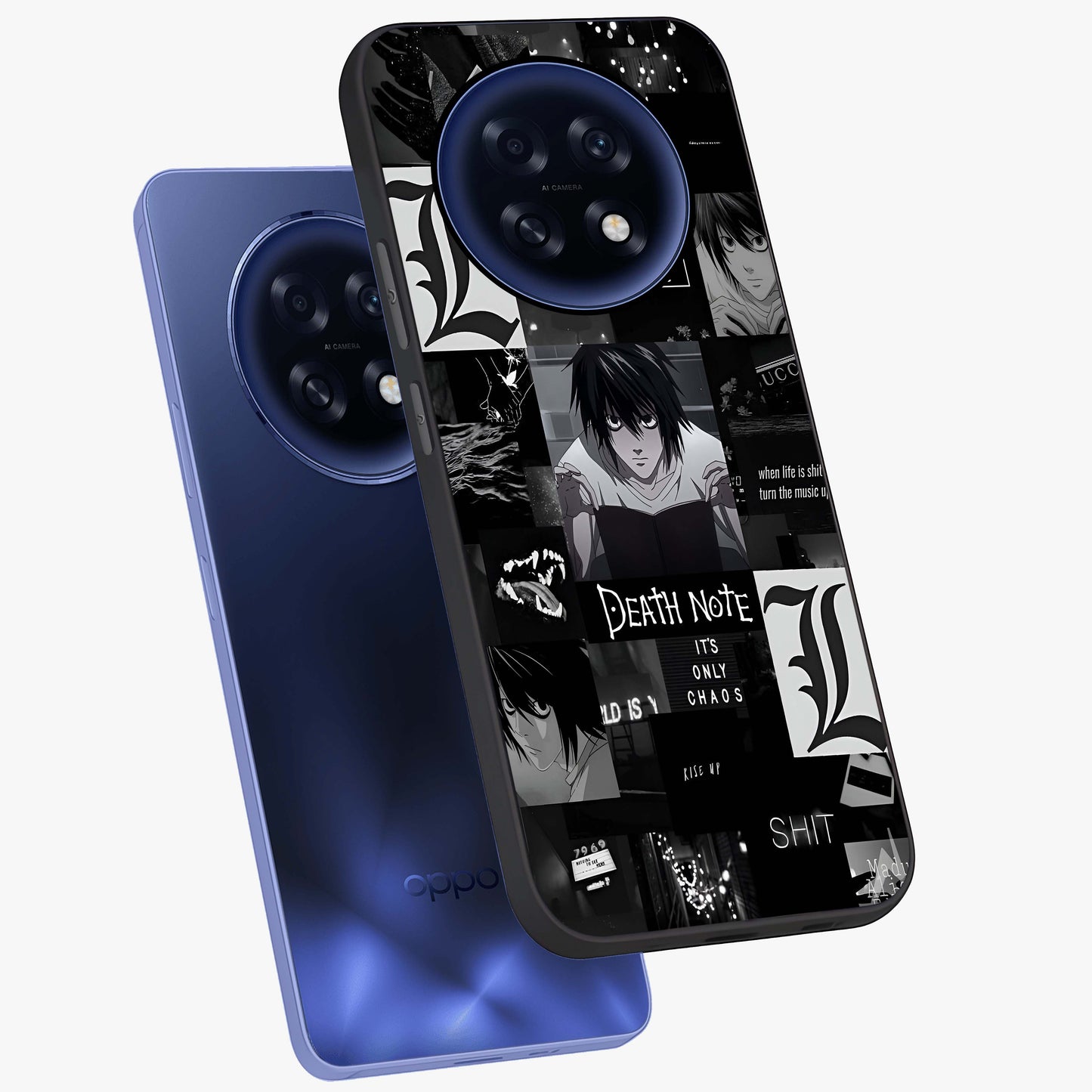 Midnight Chaos Mind Glass Case displayed in angled mockup highlighting chaotic artistic design with dramatic midnight aesthetic.