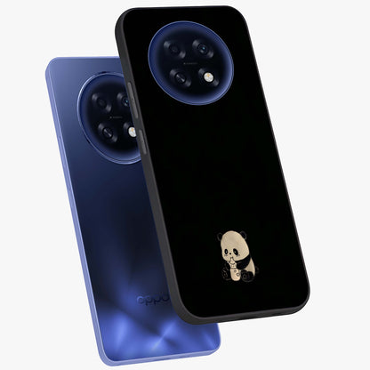 Midnight Panda Love Glass Case displayed in angled mockup highlighting adorable panda illustration with midnight aesthetic.