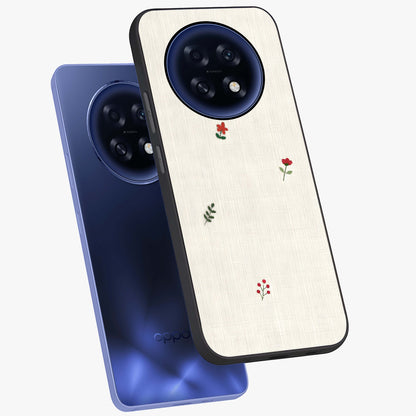 Minimalistic Blue With White Flower Pattern Glass Case displayed in angled mockup highlighting simple floral design with minimal aesthetic.