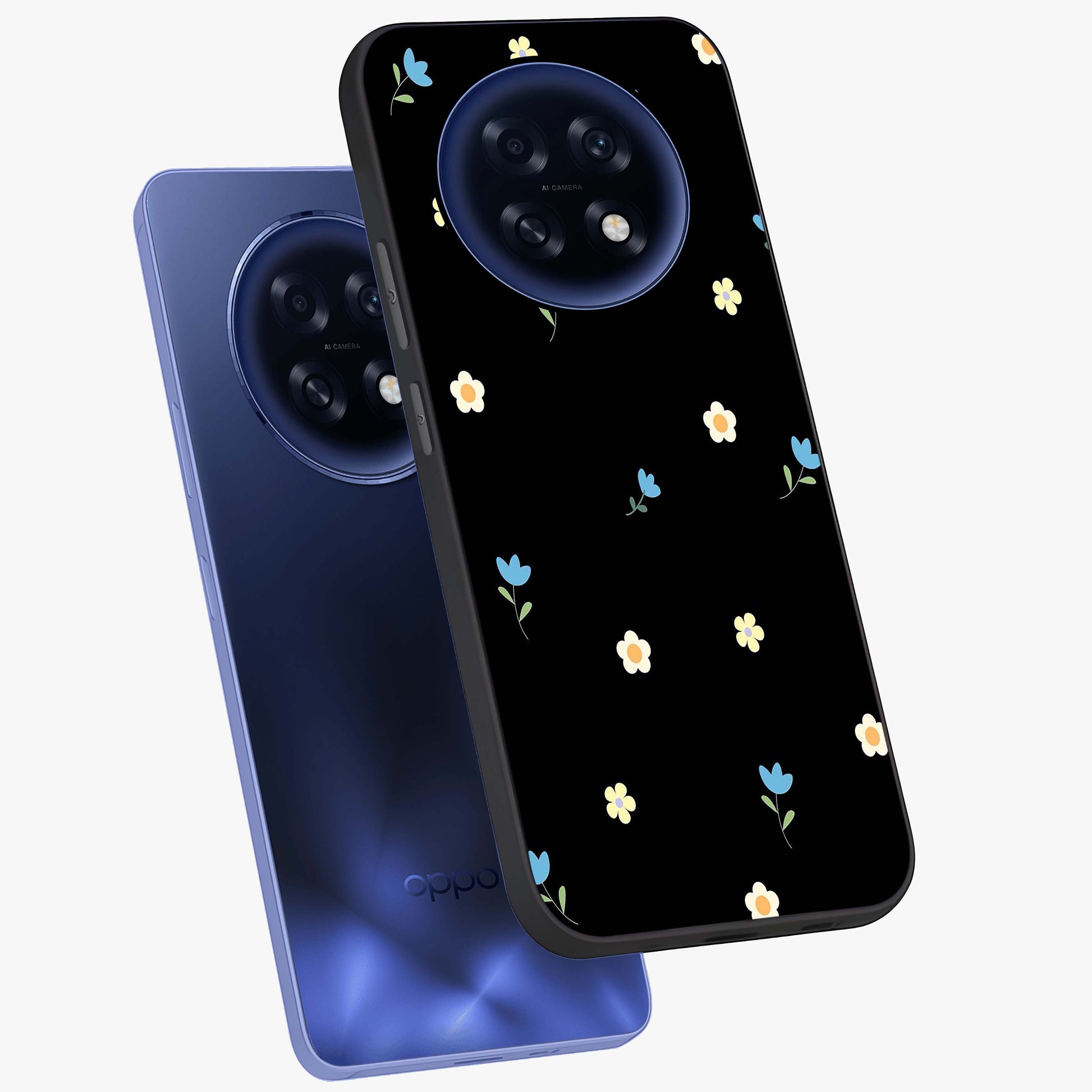 Minimal Petal Whispers Glass Case displayed in angled mockup highlighting delicate petal design with clean minimal aesthetic.