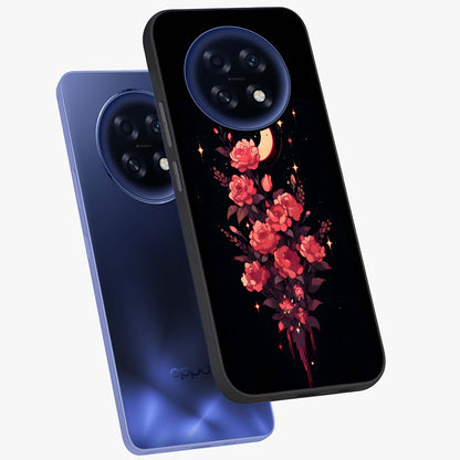 Moonlit Floral Elegance Glass Case displayed in angled mockup highlighting graceful flower design with soft moonlight aesthetic.