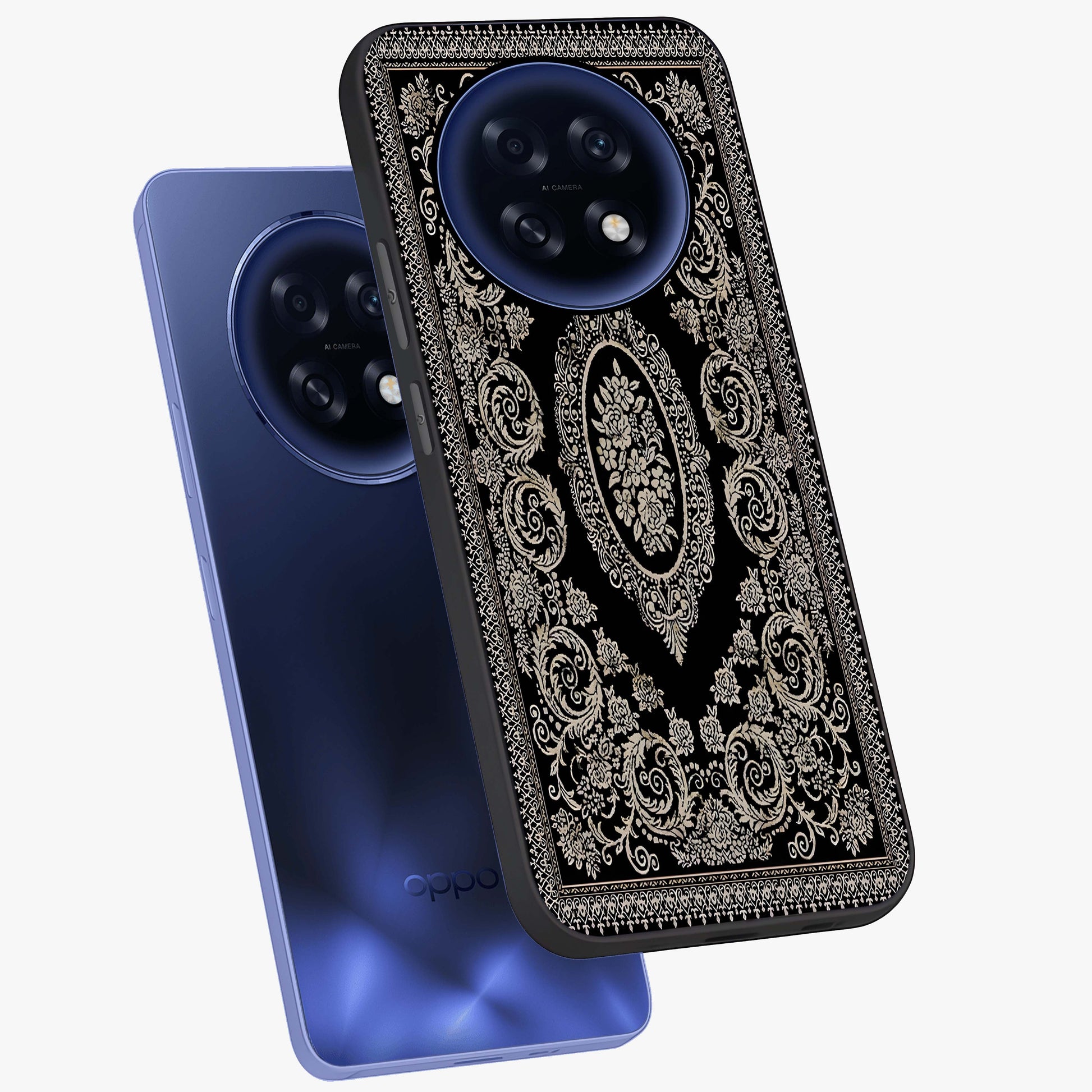 Noir Bloom Elegance Glass Case displayed in angled mockup highlighting refined flower design with stylish noir aesthetic.
