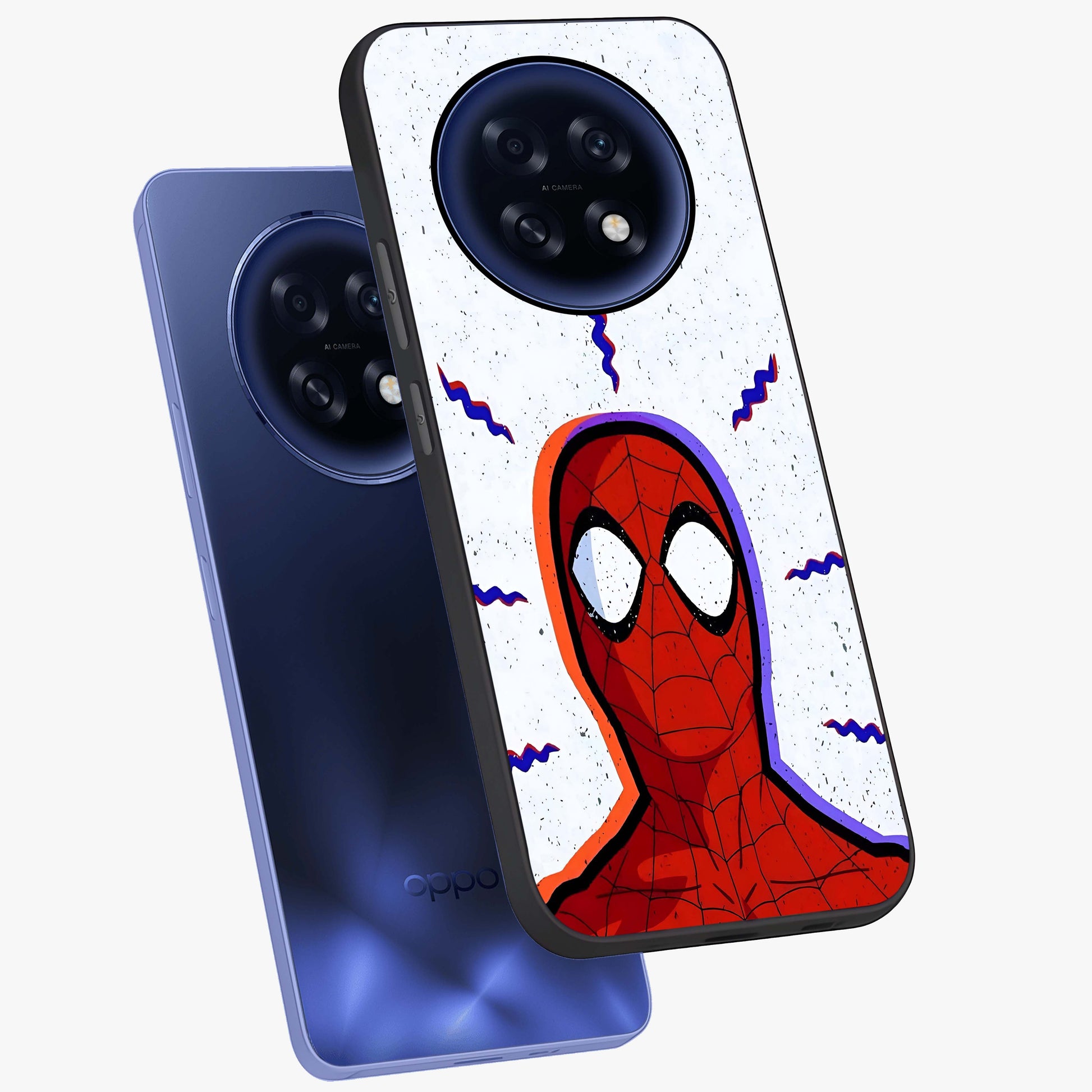 Omg Spiderman Glass Case displayed in angled mockup highlighting dynamic hero illustration with action comic aesthetic.