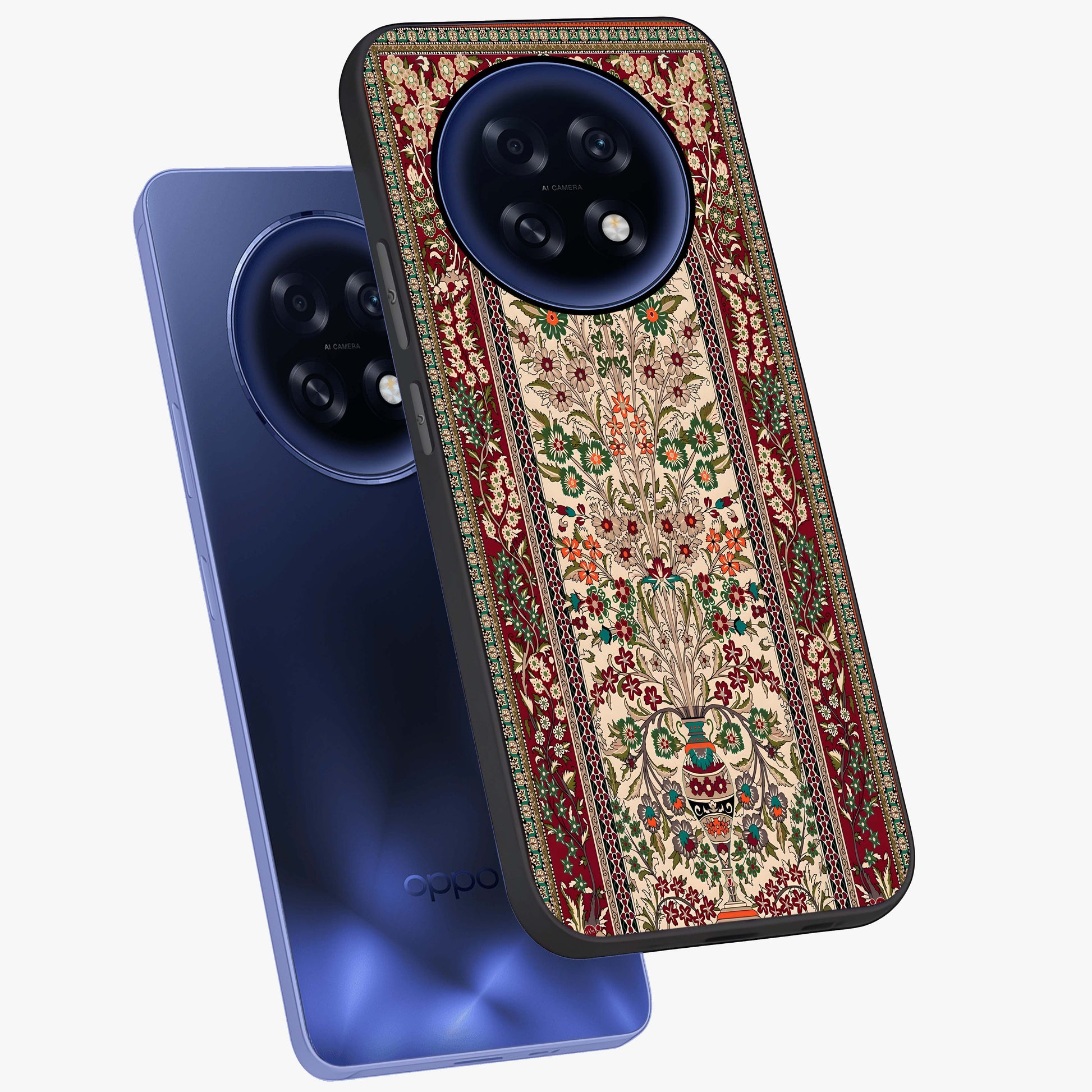 Persian Inspired Glass Case displayed in angled mockup highlighting intricate traditional design with elegant cultural aesthetic.